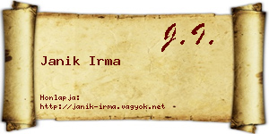 Janik Irma névjegykártya